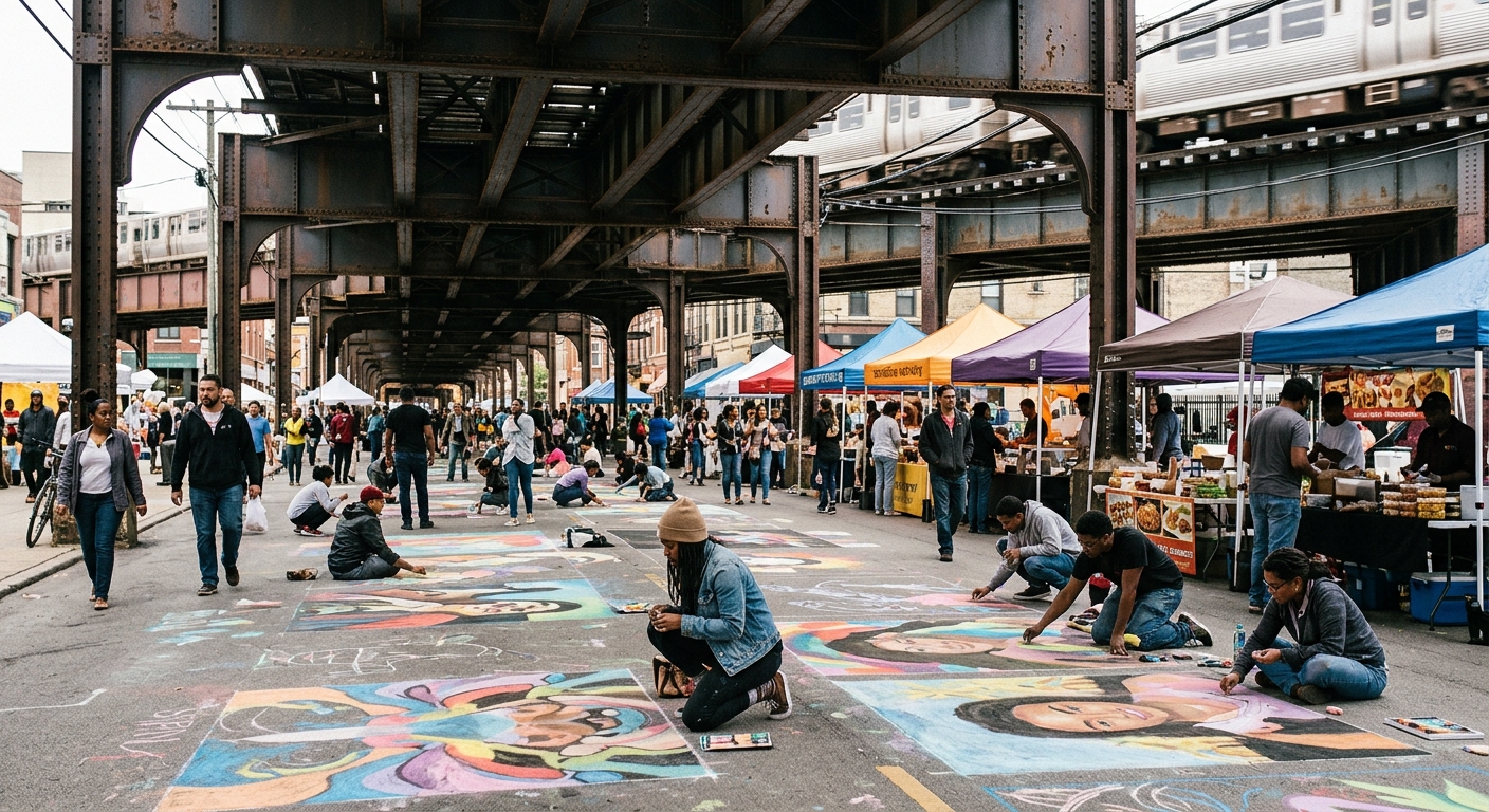 Under the El Bazaar Launches Summer Series with Chalk-Themed Block Party in Fishtown
